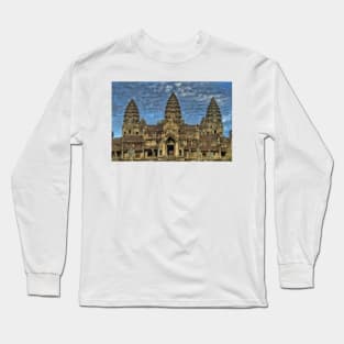 Low Poly Angkor Wat Long Sleeve T-Shirt